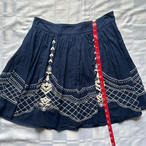 Quicksilver Blue and White Lightweight Circle Skirt with Embroidery Details - Picture 6 of 12